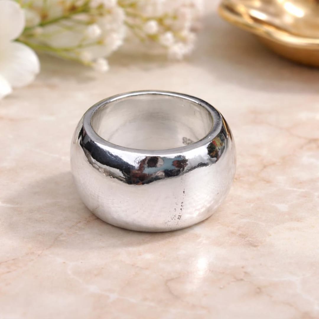 Chunky Sterling Silver Dome Ring | Thick Rounded Silver Band ...