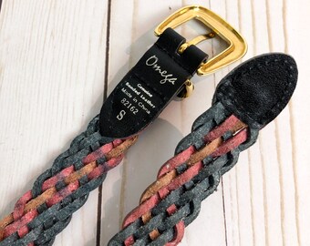 OMEGA Vintage Rainbow Colorful Genuine Leather Woven Braided  display picture 3