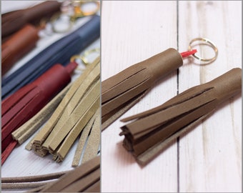 RE*IMAGINE Handmade Genuine Full-Grain Aniline Leather Tassel w Lobster Clasp Keychain // Recycled & Repurposed Leather // PEWTER