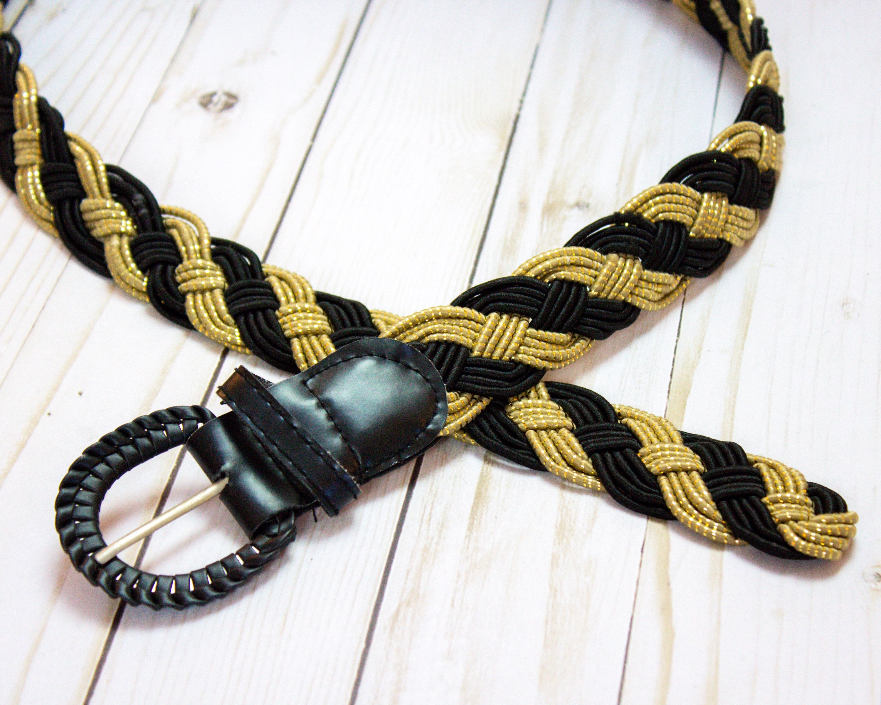 Vintage Braided Belt Black Gold - Etsy display picture 2