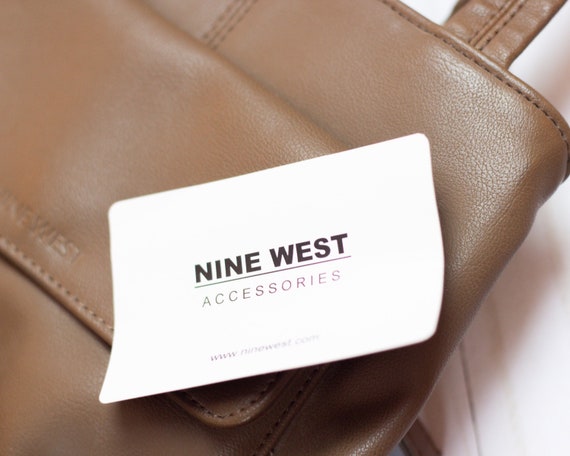 NINE WEST Accessories PRELOVED Vintage Tan Brown Small Faux Leather Shoulder Bag W Double Straps Many Compartments Etsy