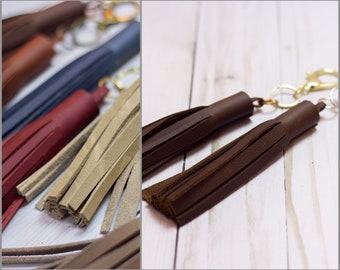 RE*IMAGINE Handmade Genuine Full-Grain Aniline Leather Tassel w Lobster Clasp Keychain // Recycled & Repurposed Leather // CHOCOLATE