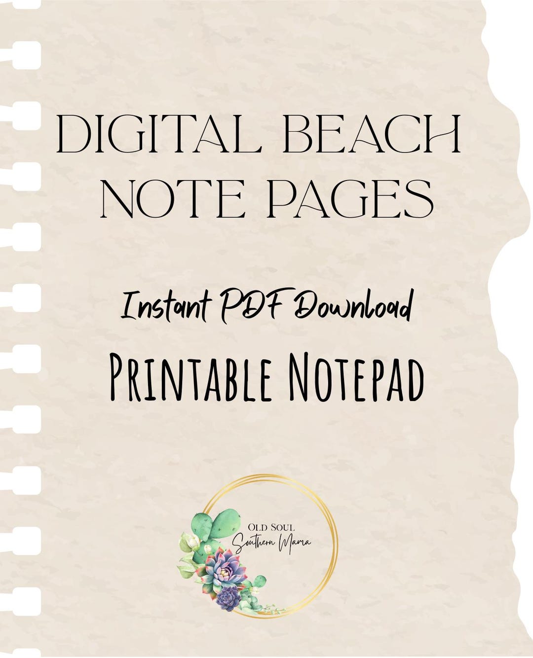 Beach Note Example Printable Notepad PDF | Beach Notes Pages | Planner Insert | Digital ...