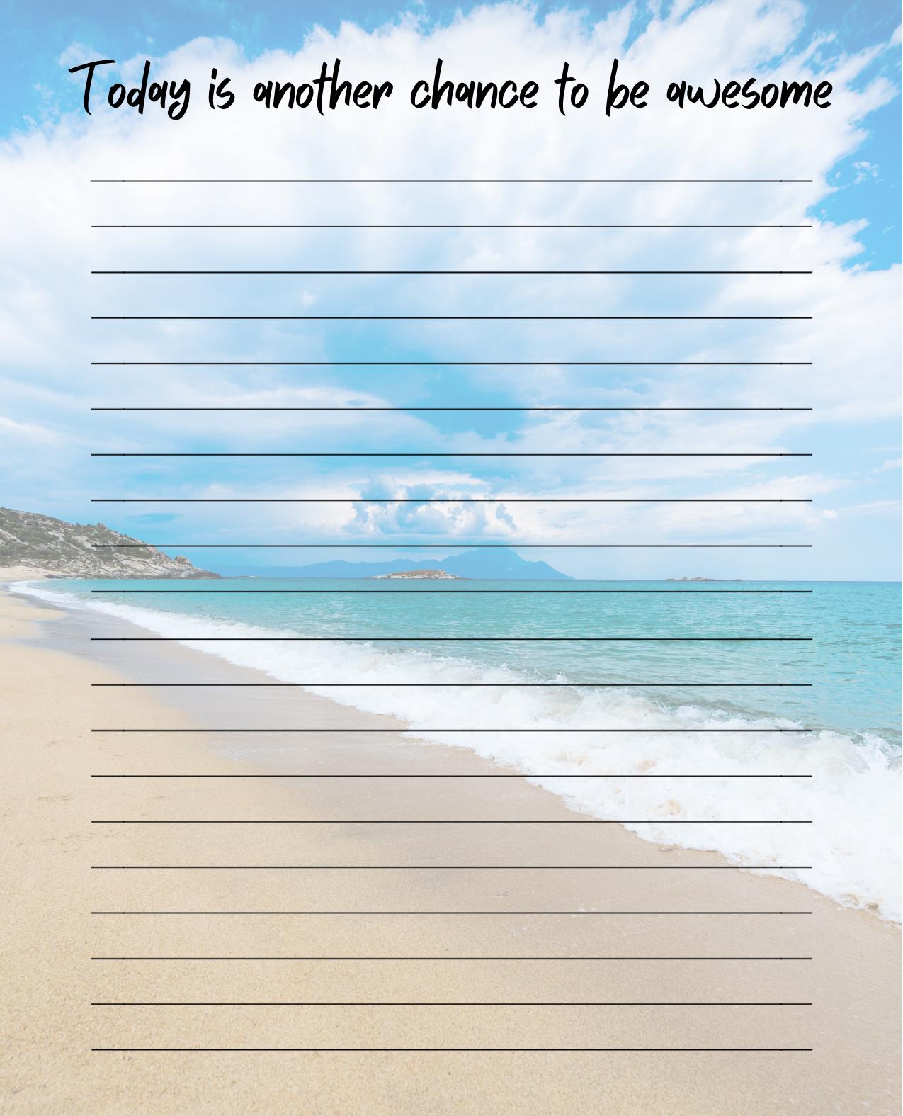 Beach Note Example Printable Notepad PDF | Beach Notes Pages | Planner Insert | Digital ...