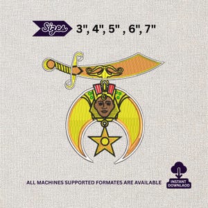 Crescent Star Scimitar Symbol File, Fraternity Regalia Patch Artwork, Noble Shrine Style Badge