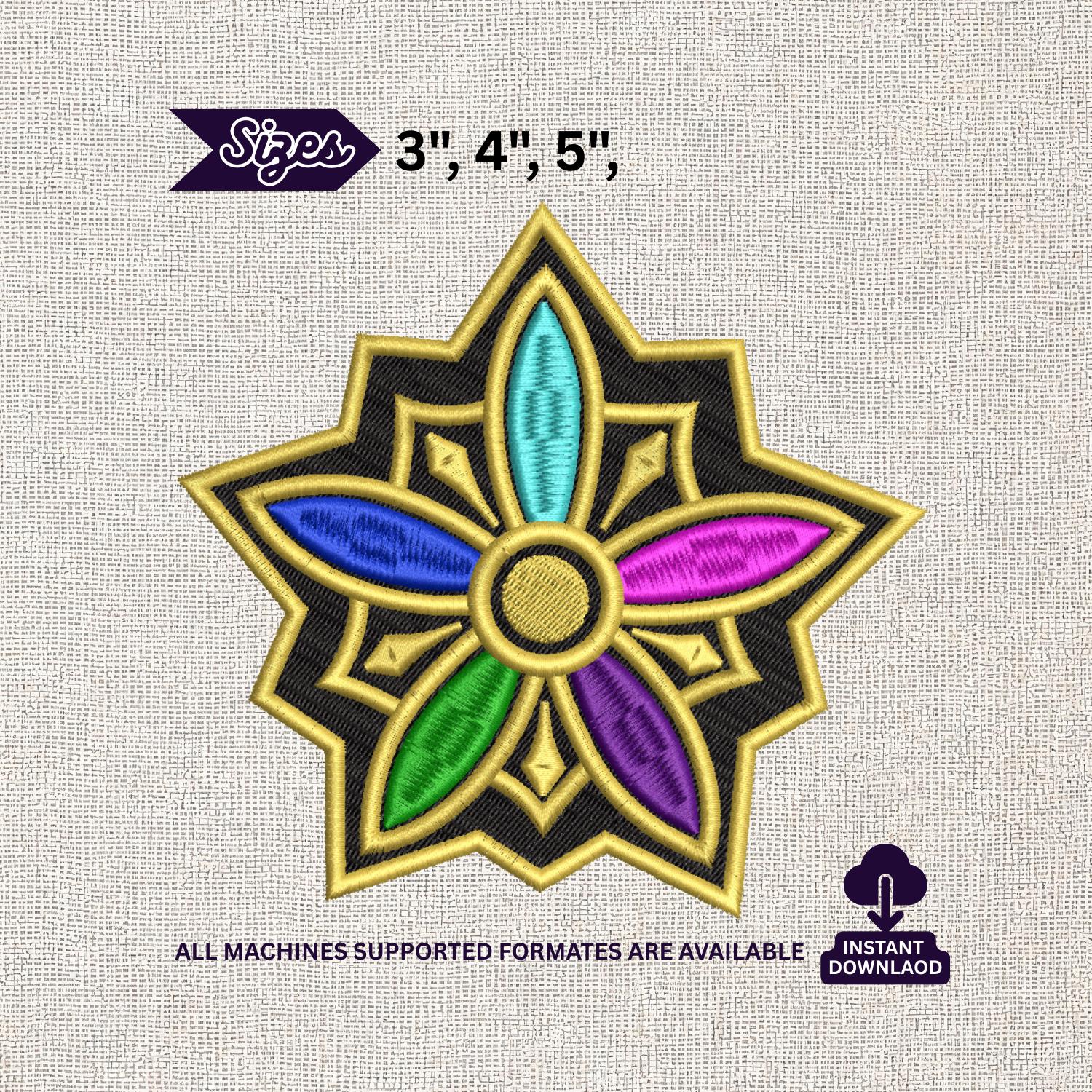 Pattern On Rumi Shoulder Rumi Shoulder Patch Embroidery Design, Jacket Badge Floral Star Stitch ...