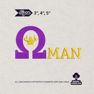 Omega Psi Phi Embroidery File, Omega Greek Letter Design, Fraternity Patch Machine Pattern