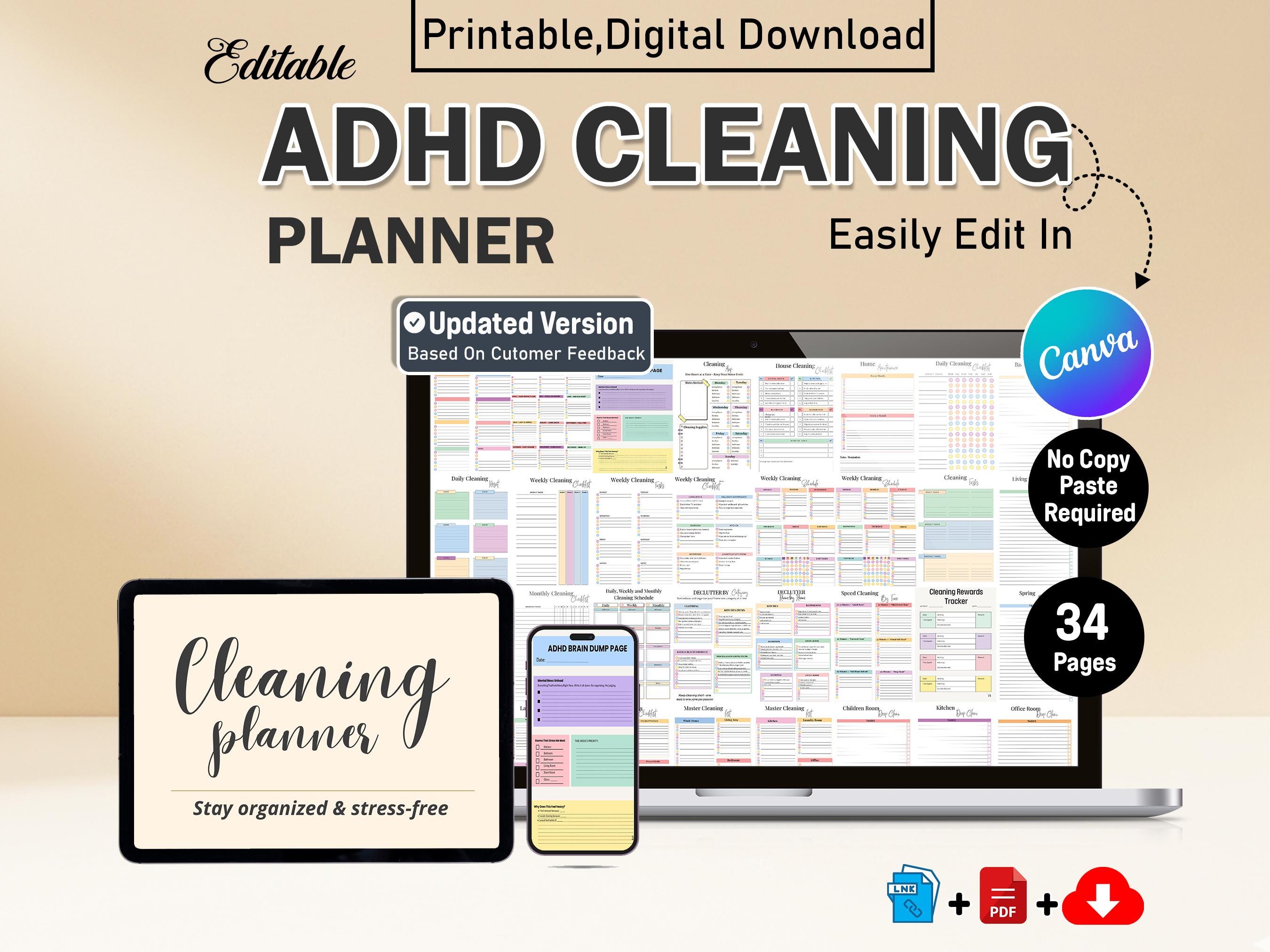 ADHD Cleaning Planner Printable PDF | Weekly & Daily Cleaning Schedule