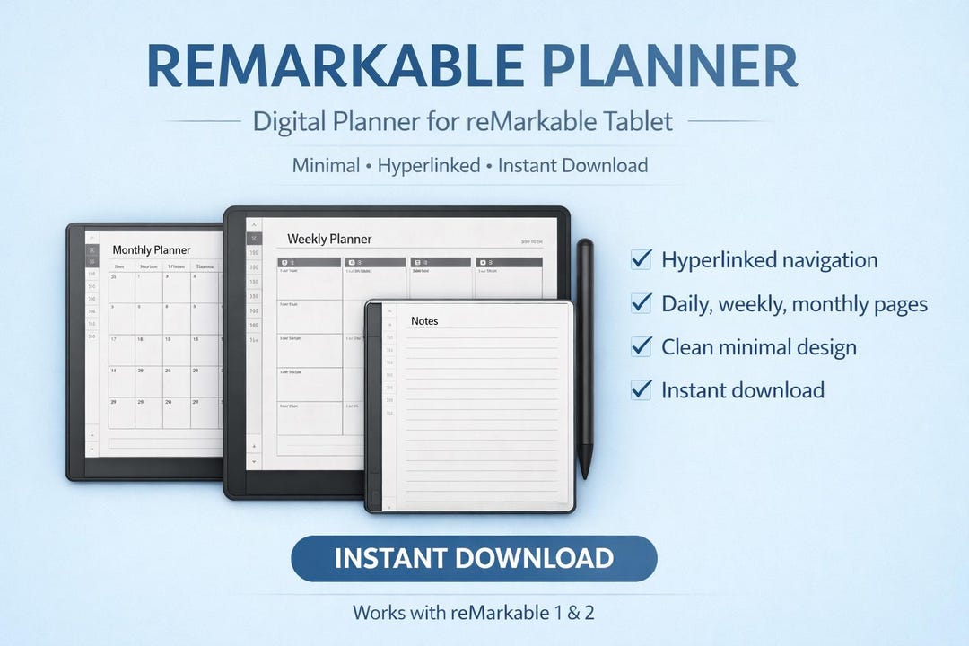 Remarkable Planner 2026 | Hyperlinked Digital Planner for Remarkable 2 ...