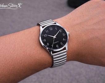 Minimalist Silver Watch for Men | Stainless Steel Quartz Watch | Classic Elegant Wrist Watch | Gift for Him