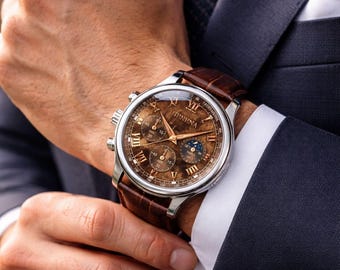 Luxury Men’s Watch – Brown Dial with Silver Accents