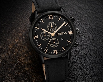 Luxury Men’s Watch – Black Dial with Premium Accents