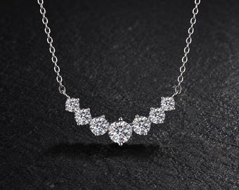 Diamond Look Moissanite Necklace, Luxury Bridal Jewelry