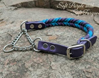 Braided Leather Adjustable Martingale Collar