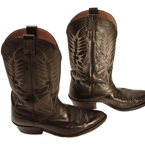 Mens Nocona Cowboy Boots, Black Leather, size 10