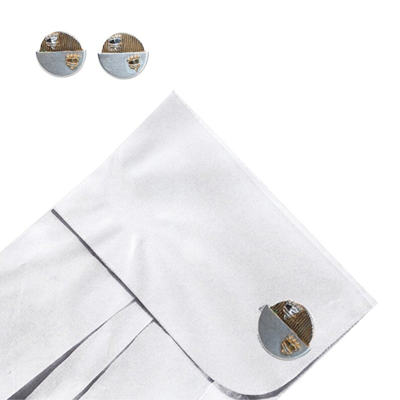Mid Century Groom Vintage 1950s Gold /& Silver Shield Work Appropriate Crown Cufflinks Evening Cocktail Fathers Day Hickok CuffLinks