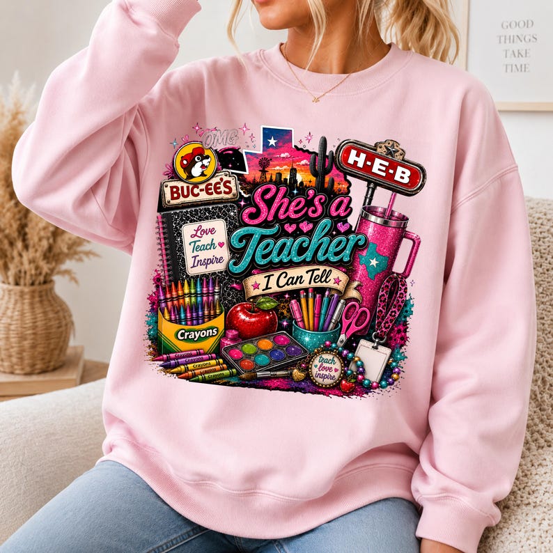 She's a Teacher I Can Tell PNG, Texas Teacher PNG, Love Teach Inspire Sublimation Design, Western Teacher Shirt PNG, Digital Download image 7