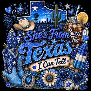 She’s From Texas I Can Tell PNG, Pink Texas Girl PNG, Texas PNG, Country Western Shirt Design Sublimation Download, Digital Download