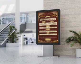 Editable Mehroon Gold Marriage Certificate, Printable Nikah Contract (Digital Download)
