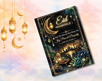 Digital Eid Mubarak Cards - Islamic Greeting Card Set, Instant Digital Download