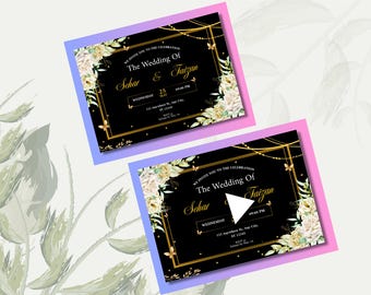 Wedding Video Invitation: Barat, Reception, Nikkah Canva Template (Digital Download)