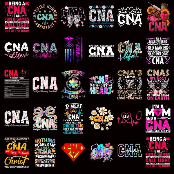 CNA PNG Bundle, Certified Nursing Assistant Floral Retro Leopard Nurse Designs Sublimation Digital Download