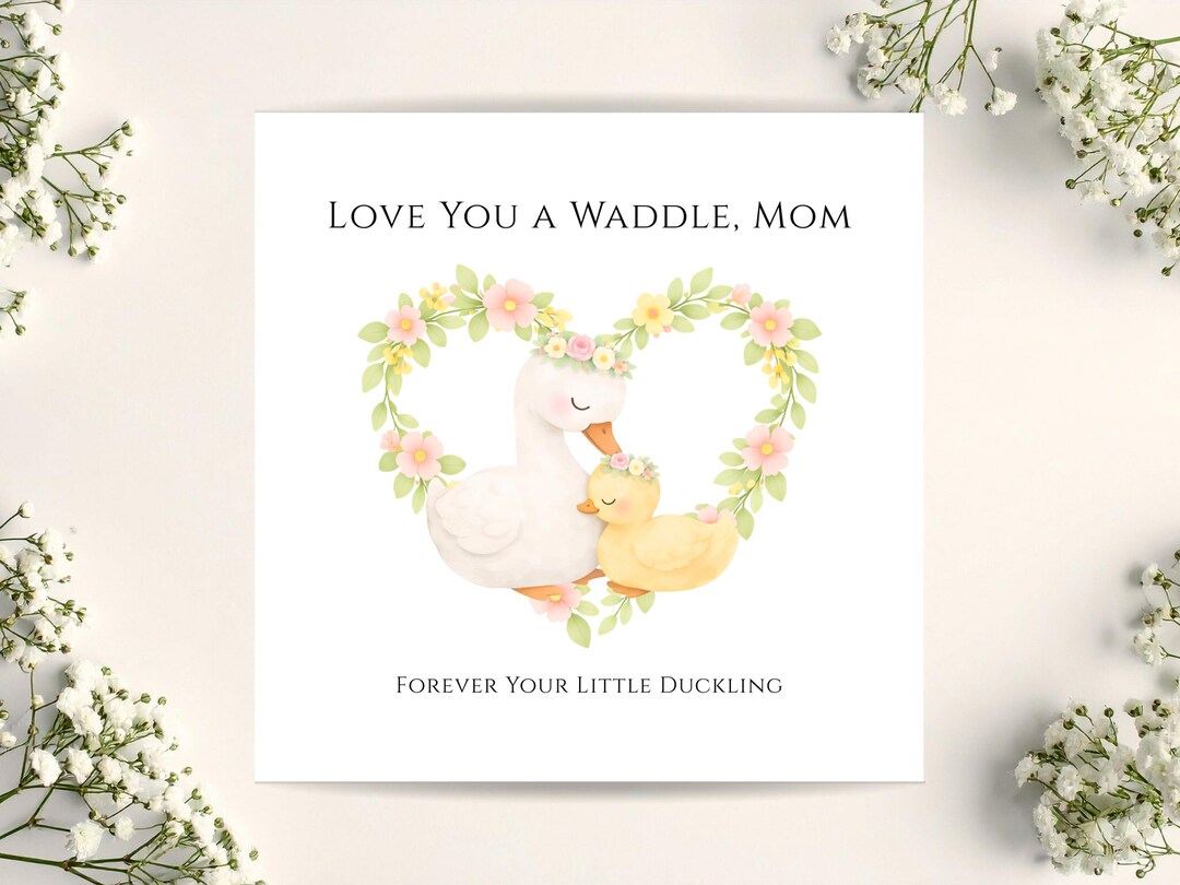 Editable Duckling Mother's Day Card Printable, Mama Daughter Baby Duck ...