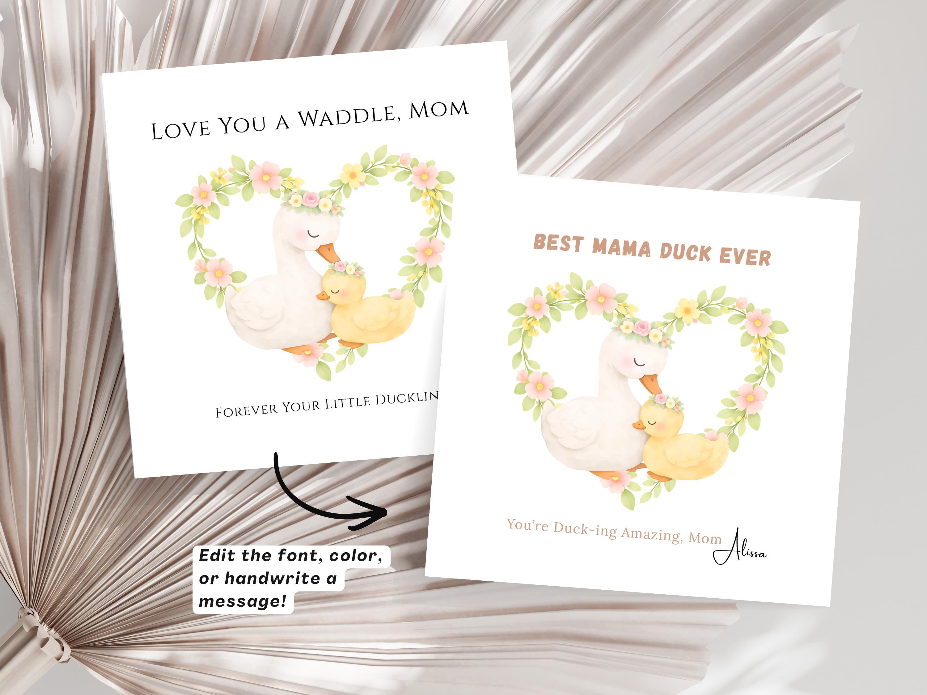 Editable Duckling Mother's Day Card Printable, Mama Daughter Baby Duck ...