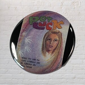 Pot Luck pin back button, pulp paperback, pulp fiction, book covers
