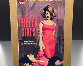 I Prefer Girls, Naughty Girl Notebook, Large, notebooks, journals, pulp paperbacks, vintage books, pulp fiction art