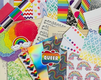 PRIDE-themed paper craft, junk journal, collage kit 100 pieces LGBTQ+