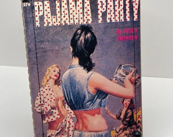 Pajama Party, Naughty Girl Notebook, Small, notebooks, journals, pulp paperbacks, vintage books, pulp fiction art