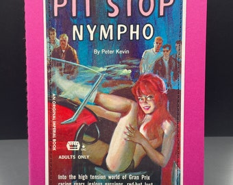 Pit Stop Nympho, Naughty Girl Notebook, Large, notebooks, journals, pulp paperbacks, vintage books, pulp fiction art