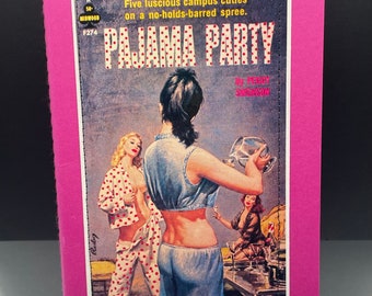 Pajama Party, Naughty Girl Notebook, Large, notebooks, journals, pulp paperbacks, vintage books, pulp fiction art