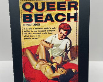 Queer Beach, Naughty Girl Notebook, Large, notebooks, journals, pulp paperbacks, vintage books, pulp fiction art