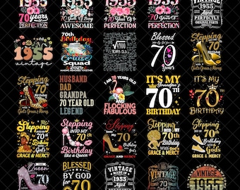 70th Birthday Png Bundle, Vintage 1955 Png, Vintage 1955 Png, 70th Birthday Png, 70th Birthday 1955 Shirt, 1955 Birthday Gift, Hello 70 png