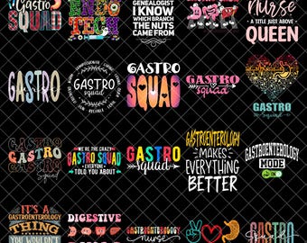 Gastro Png Bundle, Gastroenterology Png, Anatomical Gastro, Spring Nurse Png, Retro Flower Lettering, PNG Sublimation Design