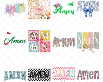 Floral Amen Bundle Png, Faux Embroidery Png, Retro Amen Png, Preppy Easter Png, Happy Easter, Jesus Png, Christian Png, Easter Sublimation