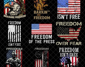 Freedom PNG Bundle, Patriotic Sublimation Designs, American Flag Veteran Png, 4th of July USA PNG, Freedom Isn’t Free Png