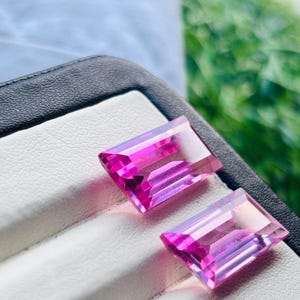 Par de pendientes de morganita rosa talla esmeralda | Gemas rosas naturales sueltas | Morganita talla escalonada | Piedras para la fabricación de joyas | Par de pendientes