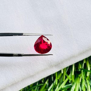 Ruby Light Pear Cut | rare Pinkish Red Gemstone | Faceted Teardrop Loose Stone | Engagement Ring Gem | Jewelry Supply
