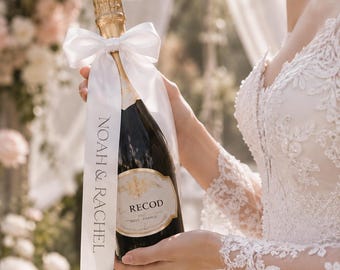 Wedding Champagne Ribbon, Guest Seating Ribbon for Chair Backs, Wedding Decor Satin Ribbon for Reception Decoration, Wedding Seat Ribbon