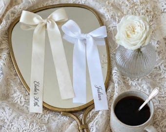 Custom Satin Ribbon for Wedding, Personalized Champagne Glass Ribbon, Bridal Napkin Tie, Reception Décor, Bridal Shower & Party Supplies