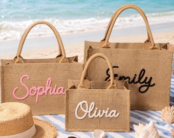 Personalized Tote Bag,Custom Name Beach Bag,Rustic Bridesmaid Proposal Gift,Wedding Thank You Favors,Bridesmaid Gift Ideas for Women