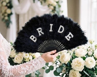 Bridal Feather Fan with Name,Wedding Day Photo Prop,Rustic Fan for Bride,Custom Keepsake for Bridesmaids,Personalized Bridesmaid Gift