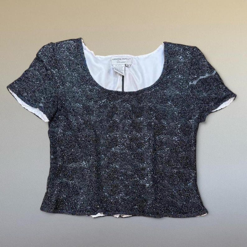 90 Adrianna Papell silk beaded top Sz. 12 image 2