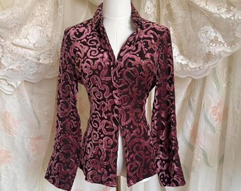 90s velvet burnout button up blouse Sz. M/L