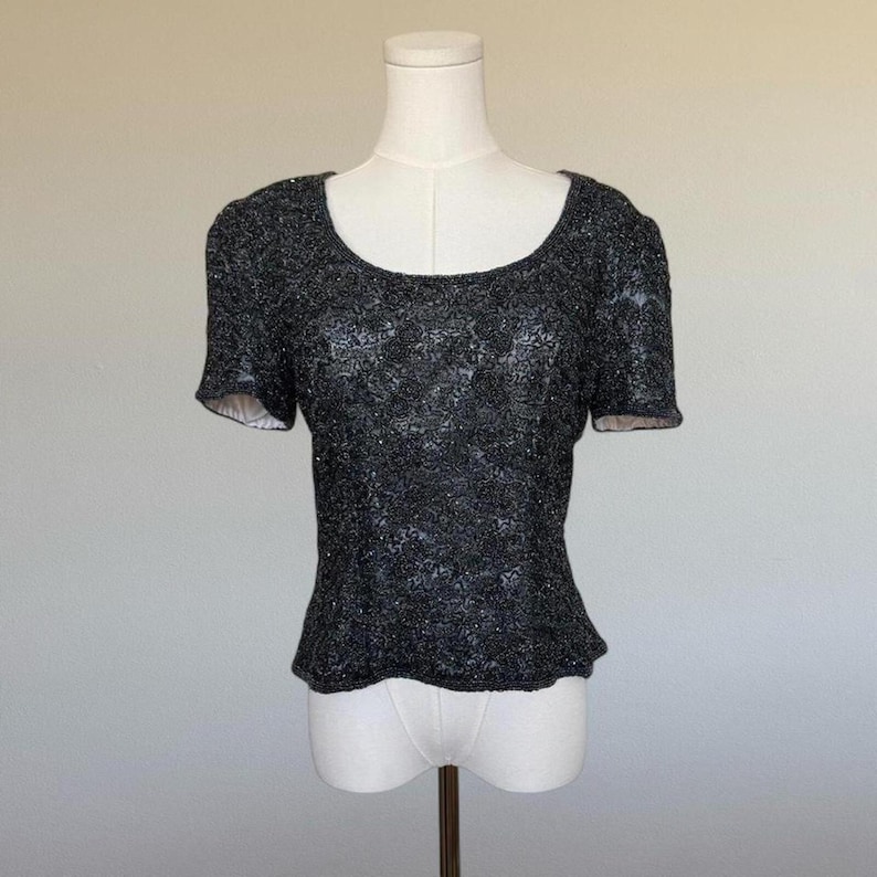 90 Adrianna Papell silk beaded top Sz. 12 image 1