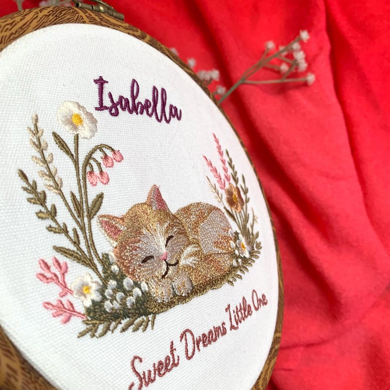 Custom Embroidered Hoop Name Sign, Personalized Nursery Wall Decor ...