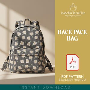Patrón de costura para mochila / Patrón de bolso / Patrón para principiantes / Patrón de mochila fácil / Patrón de costura / Patrón de costura en PDF / Patrón de bolso fácil
